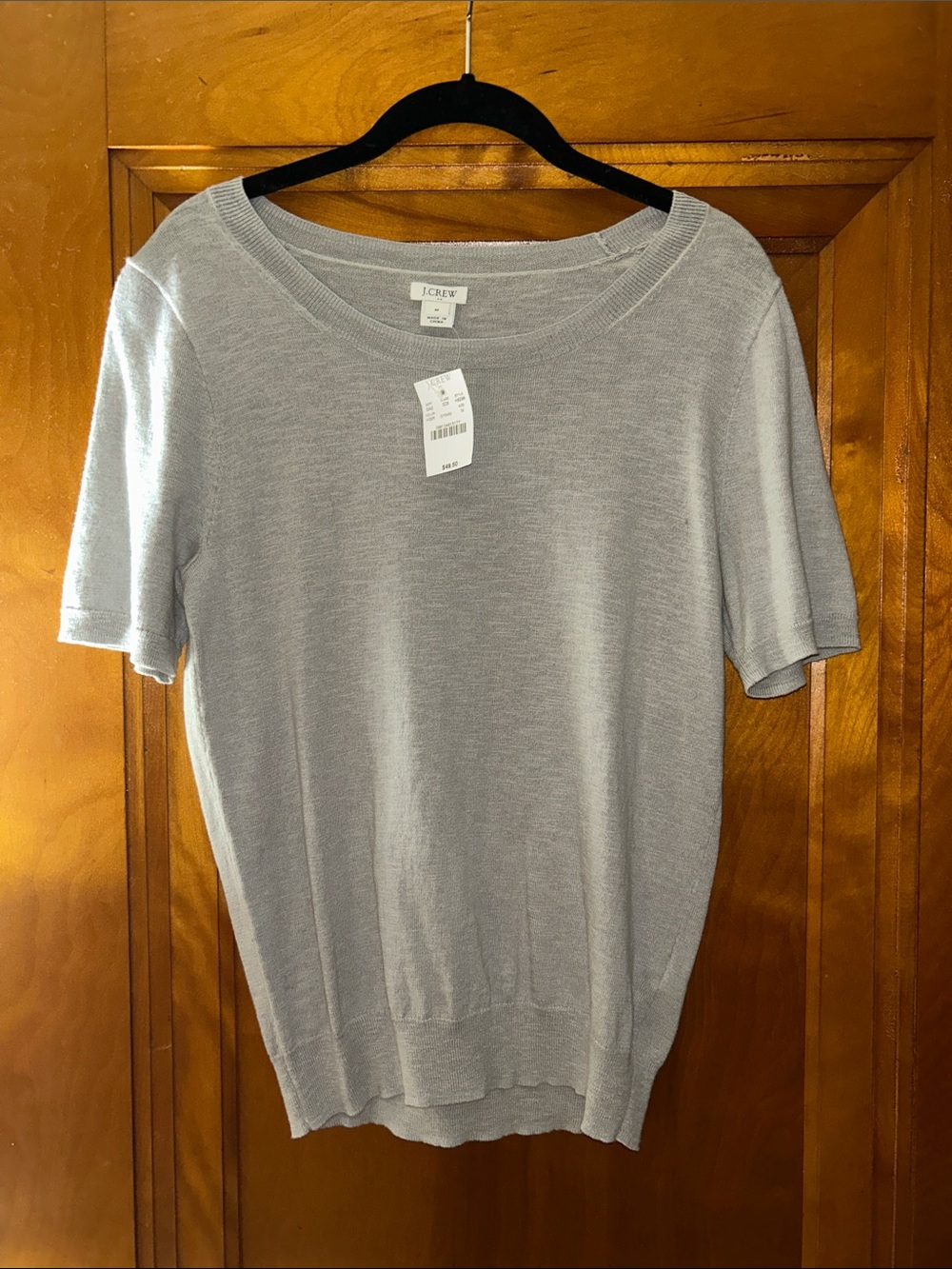NWT J. Crew Factory Gray Short-Sleeve Cotton Sweater; Medium; H8296
